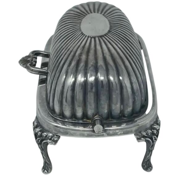 Sheffield England Silver Plate Footed Butter Dish Sheffield Butter Dish - Picture 3 of 5